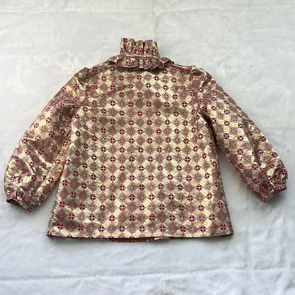 Like New Tuckernuck Gold and Pink Champagne Dreams Bouvier Blouse, Size Medium - Picture 9 of 12